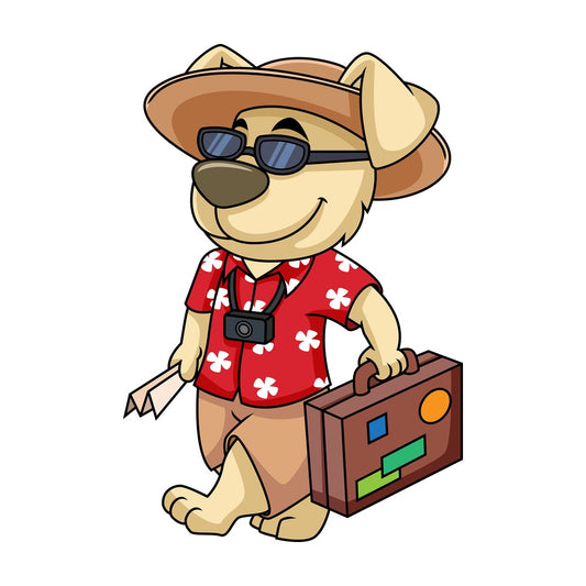 Cartoon character dog traveling. PNG - JPG and vector EPS (infinitely scalable). Image isolated on transparent background.