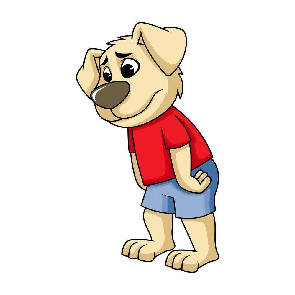 Dissapointed dog cartoon character. PNG - JPG and vector EPS (infinitely scalable). Image isolated on transparent background.