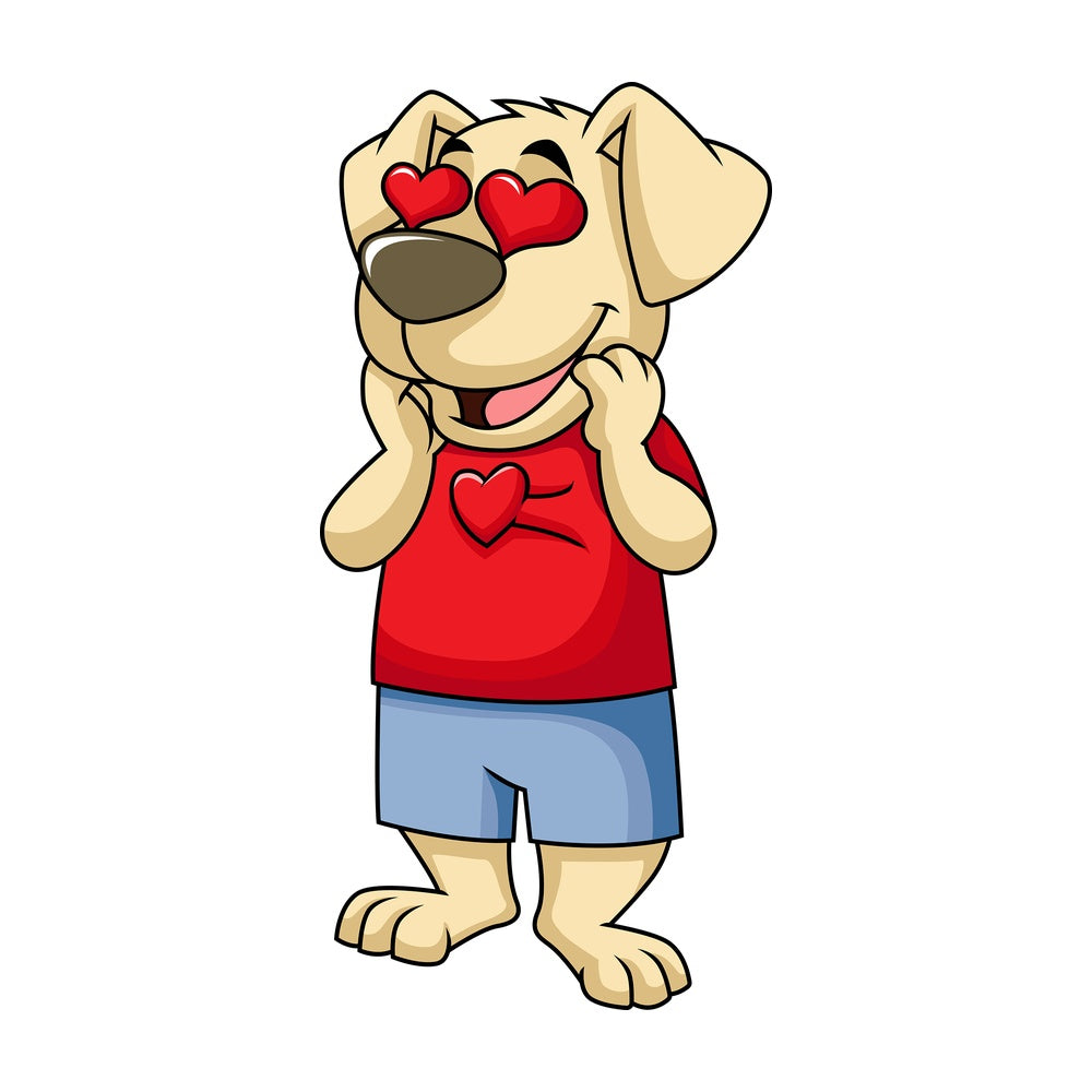 Dog cartoon character in love. PNG - JPG and vector EPS (infinitely scalable). Image isolated on transparent background.