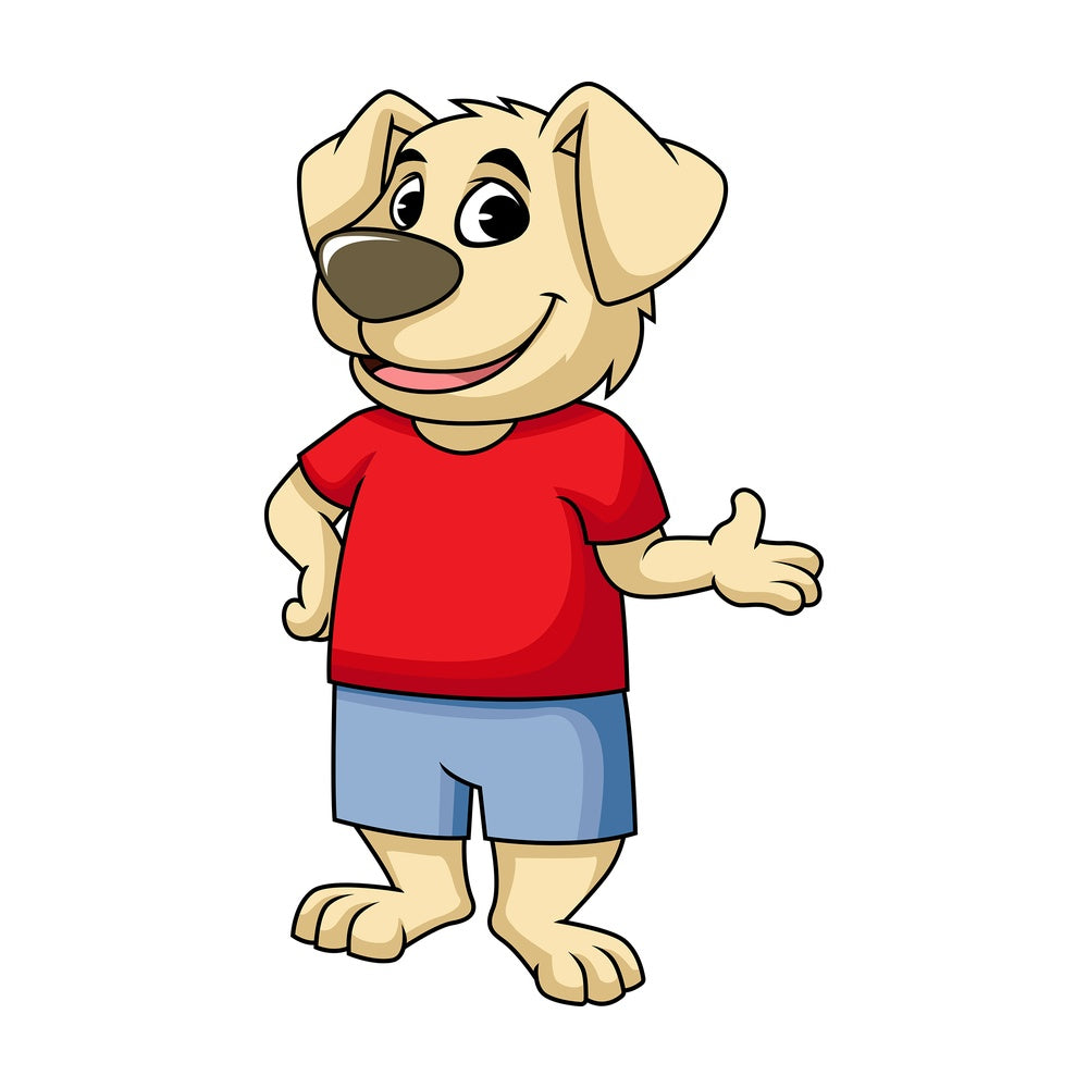 Dog cartoon character giving presentation. PNG - JPG and vector EPS (infinitely scalable). Image isolated on transparent background.