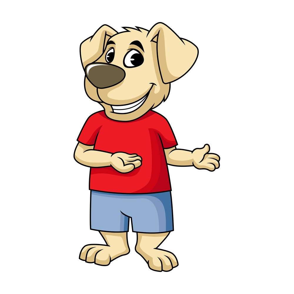 Dog cartoon character presenting. PNG - JPG and vector EPS (infinitely scalable). Image isolated on transparent background.