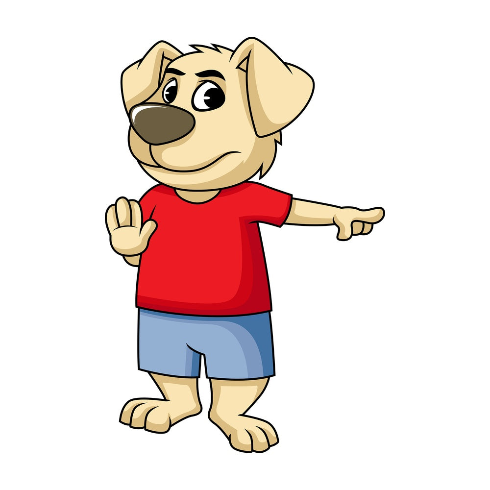 Dog cartoon character stop and pay attention. PNG - JPG and vector EPS (infinitely scalable). Image isolated on transparent background.