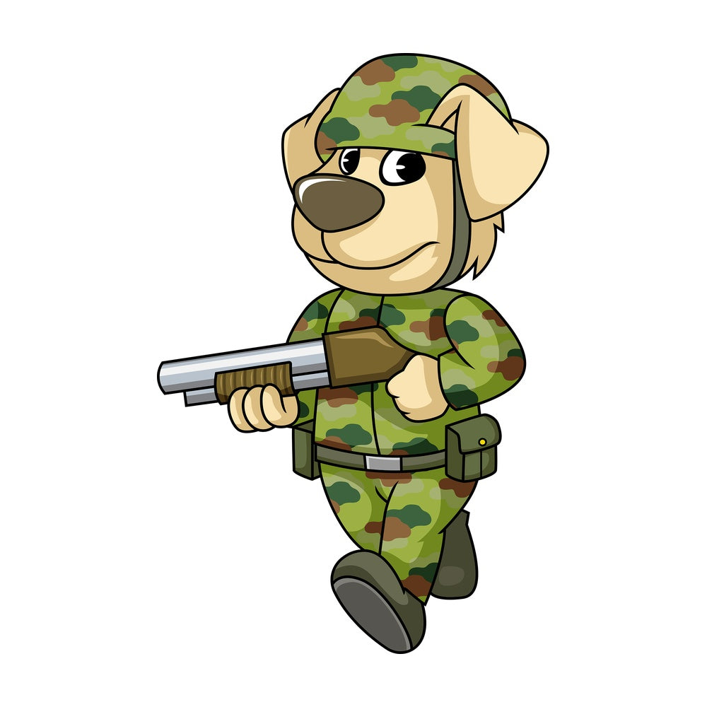 Dog soldier on patrol. PNG - JPG and vector EPS (infinitely scalable). Image isolated on transparent background.