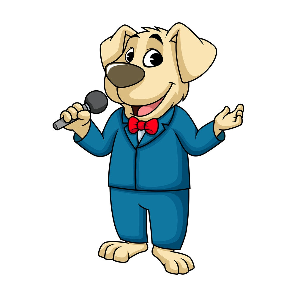Dog singer. PNG - JPG and vector EPS (infinitely scalable). Image isolated on transparent background.