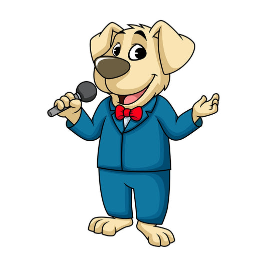 Dog singer. PNG - JPG and vector EPS (infinitely scalable). Image isolated on transparent background.