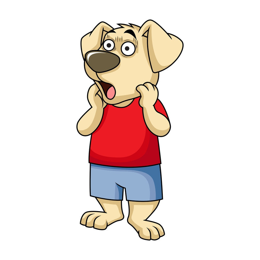 Shocked dog mascot . PNG - JPG and vector EPS (infinitely scalable). Image isolated on transparent background.