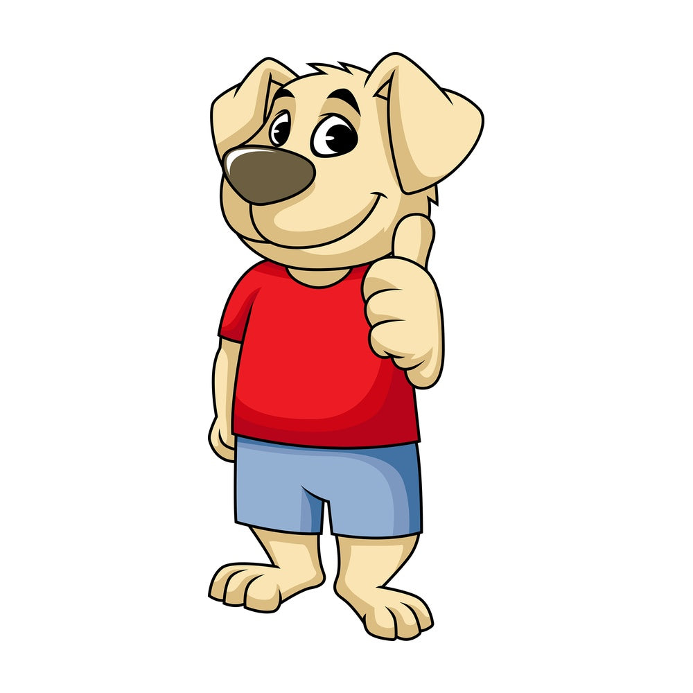 Dog mascot thumbs up. PNG - JPG and vector EPS (infinitely scalable). Image isolated on transparent background.