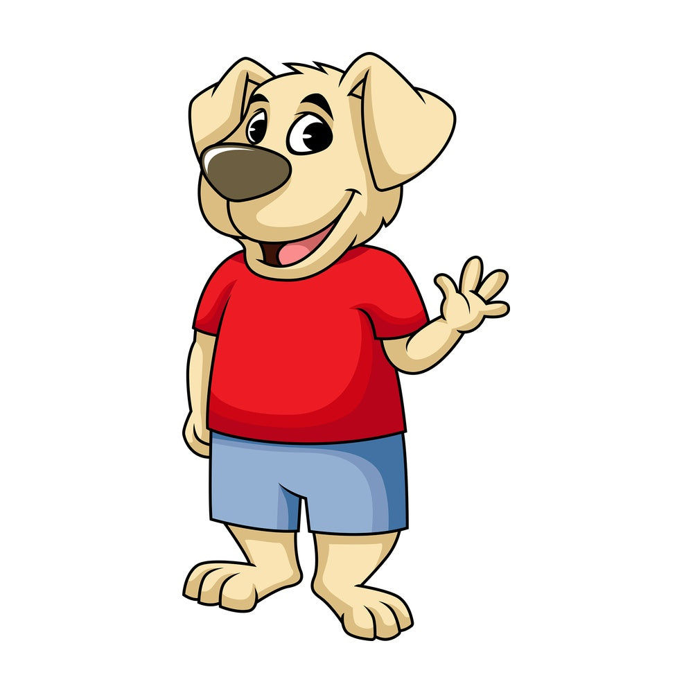 Dog mascot waving hello. PNG - JPG and vector EPS (infinitely scalable). Image isolated on transparent background.