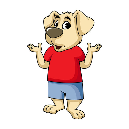 Dog mascot shrugging. PNG - JPG and vector EPS (infinitely scalable). Image isolated on transparent background.