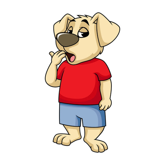 Bored dog mascot yawning. PNG - JPG and vector EPS (infinitely scalable). Image isolated on transparent background.