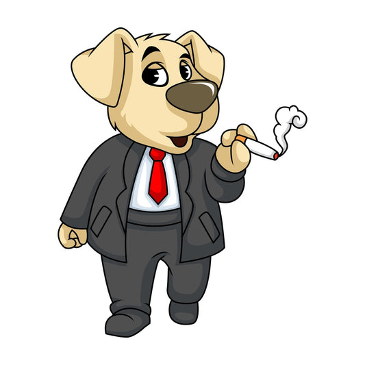 Dog character smoking. PNG - JPG and vector EPS (infinitely scalable). Image isolated on transparent background.