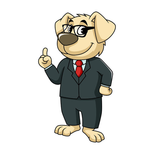 Dog character pointing up. PNG - JPG and vector EPS (infinitely scalable). Image isolated on transparent background.