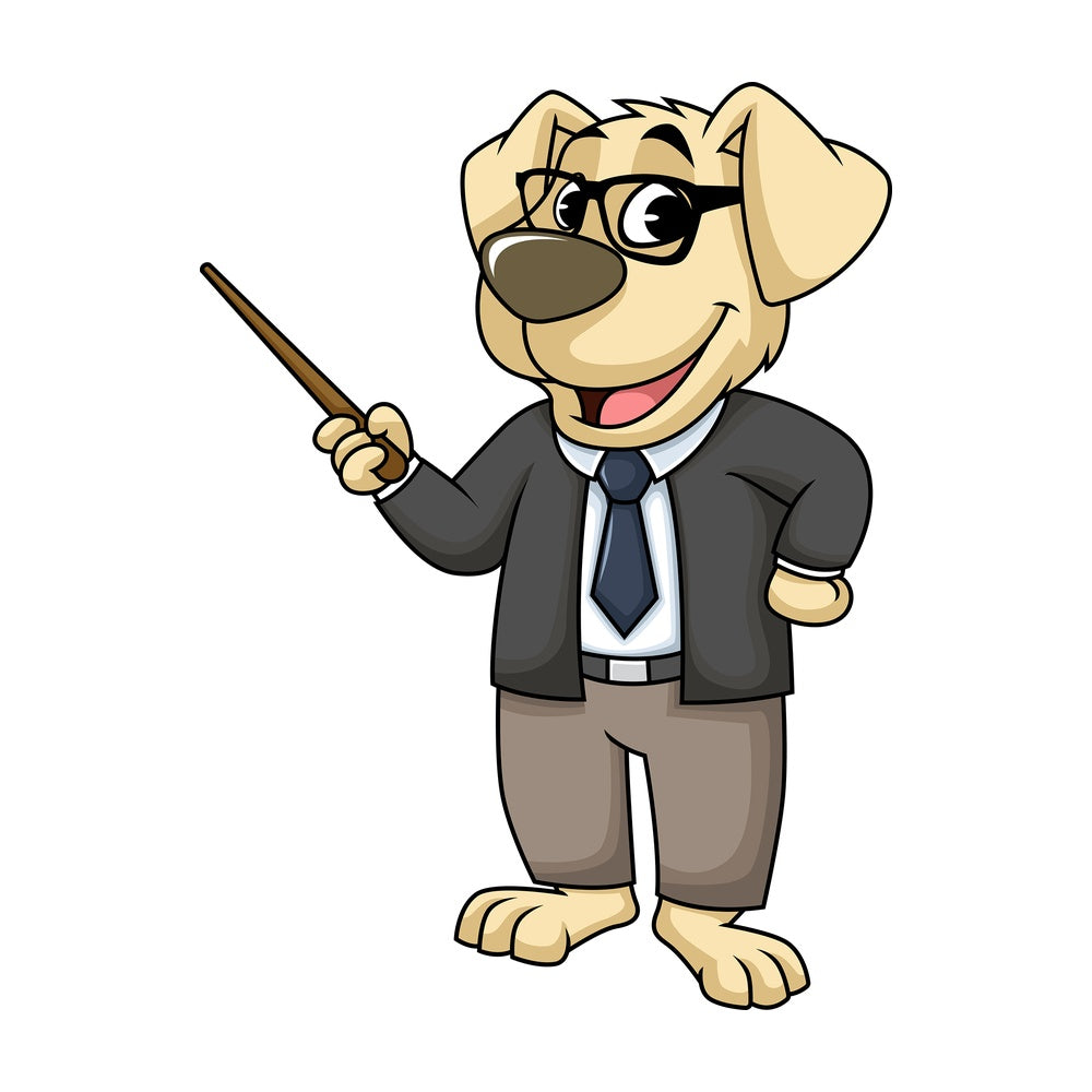 Dog character giving presentation. PNG - JPG and vector EPS (infinitely scalable). Image isolated on transparent background.