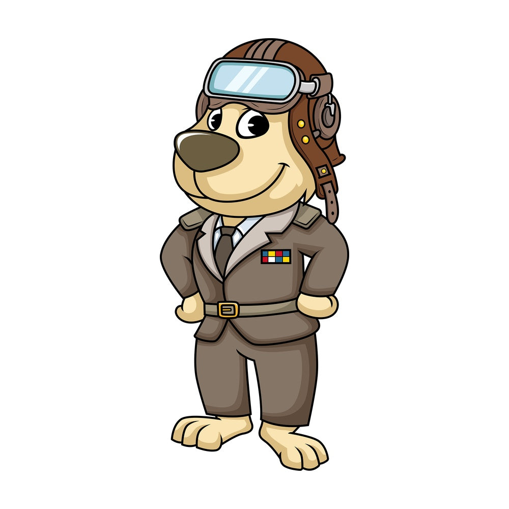 Dog character pilot. PNG - JPG and vector EPS (infinitely scalable). Image isolated on transparent background.