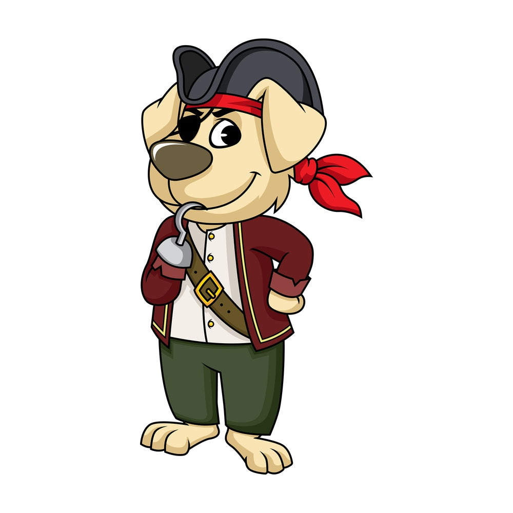 Dog character pirate. PNG - JPG and vector EPS (infinitely scalable). Image isolated on transparent background.