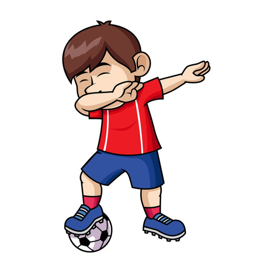 Soccer boy doing the dab. PNG - JPG and vector EPS file formats (infinitely scalable). Image isolated on transparent background.