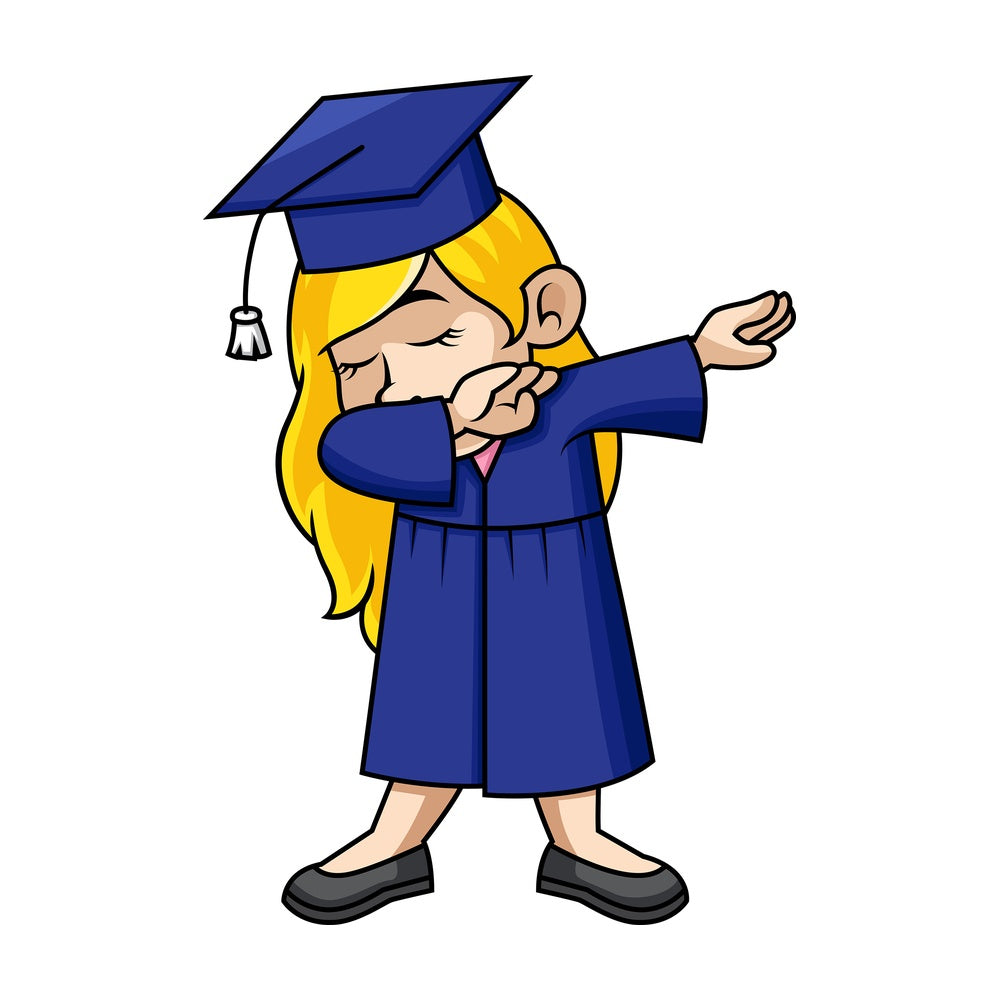 Female graduate doing the dab. PNG - JPG and vector EPS file formats (infinitely scalable). Image isolated on transparent background.