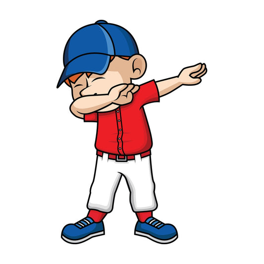 Baseball kid doing the dab. PNG - JPG and vector EPS file formats (infinitely scalable). Image isolated on transparent background.