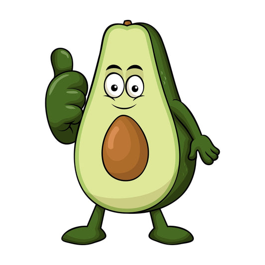 Avocado cartoon character thumbs up. PNG - JPG and vector EPS (infinitely scalable). Image isolated on transparent background.