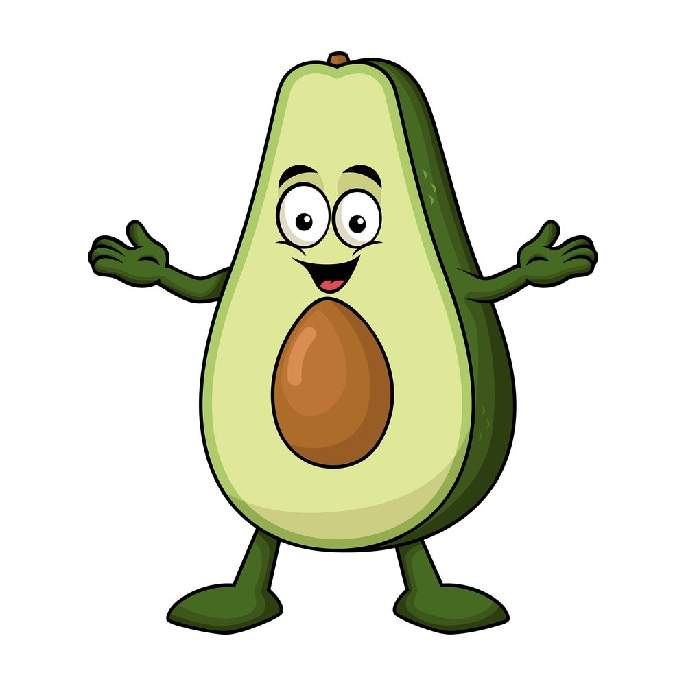 Happy avocado cartoon character. PNG - JPG and vector EPS (infinitely scalable). Image isolated on transparent background.