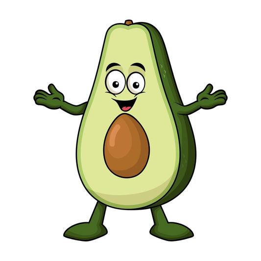 Happy avocado cartoon character. PNG - JPG and vector EPS (infinitely scalable). Image isolated on transparent background.