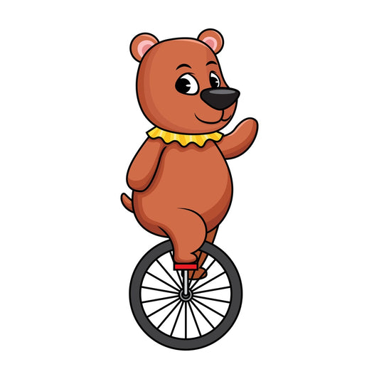 Circus bear on unicycle. PNG - JPG and vector EPS (infinitely scalable). Image isolated on transparent background.