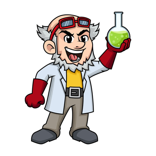 Scientist proud of his discovery. PNG - JPG and vector EPS (infinitely scalable). Image isolated on transparent background.