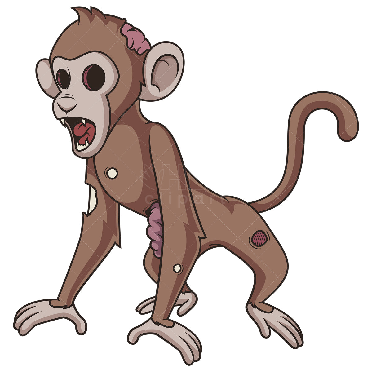 Royalty-free stock vector illustration of a creepy zombie monkey.