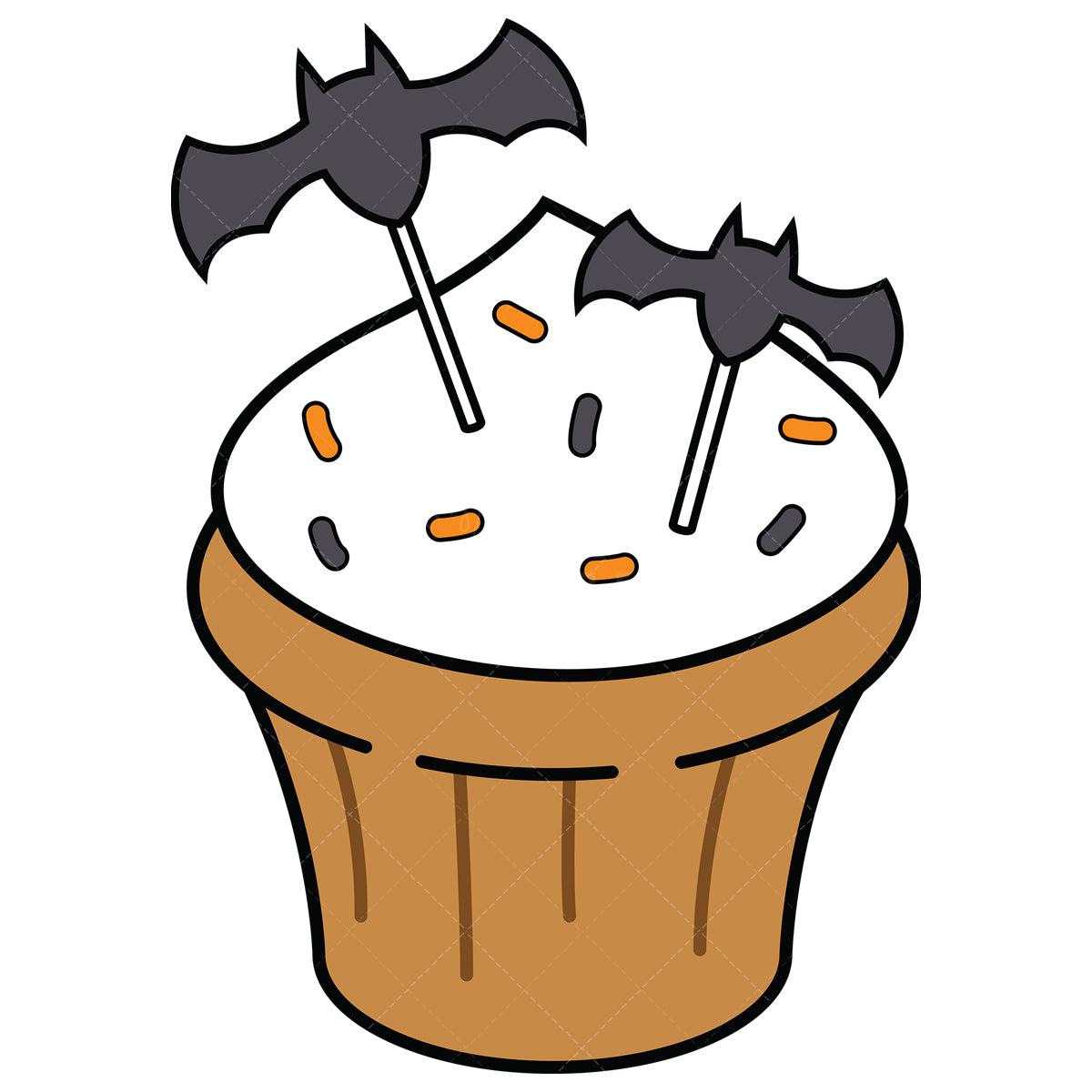 Royalty-free vector illustration of a halloween decorated cupcake.