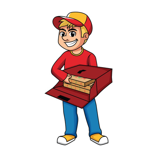Guy delivering pizza boxes. PNG - JPG and vector EPS (infinitely scalable). Image isolated on transparent background.