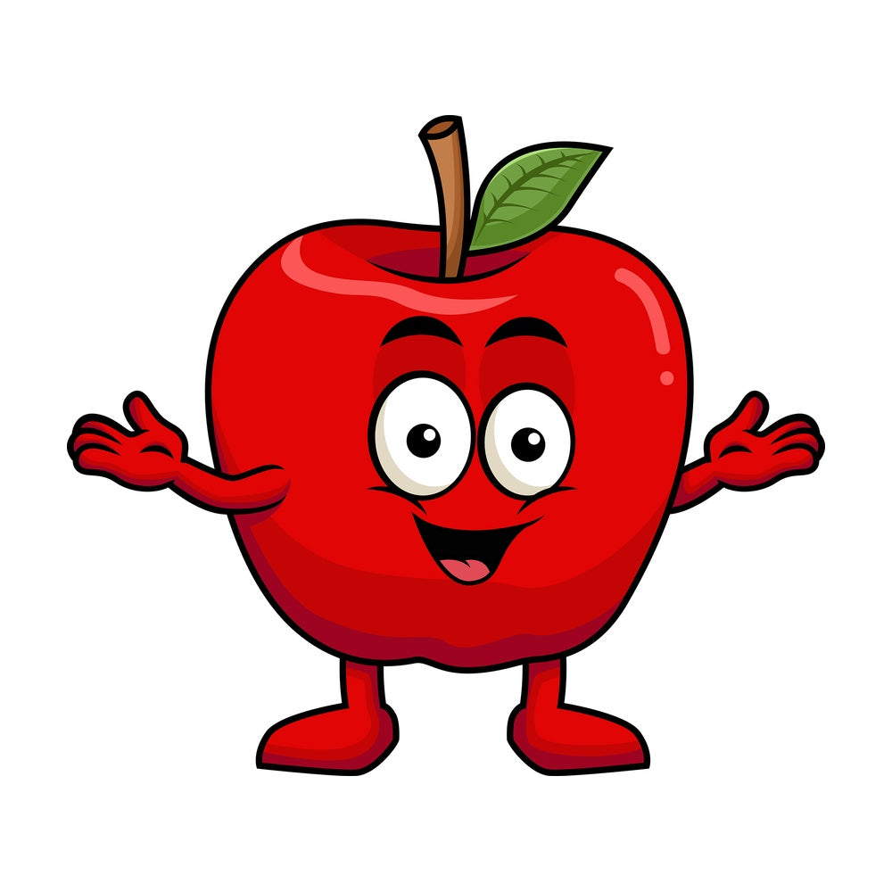 Happy apple cartoon character. PNG - JPG and vector EPS (infinitely scalable). Image isolated on transparent background.