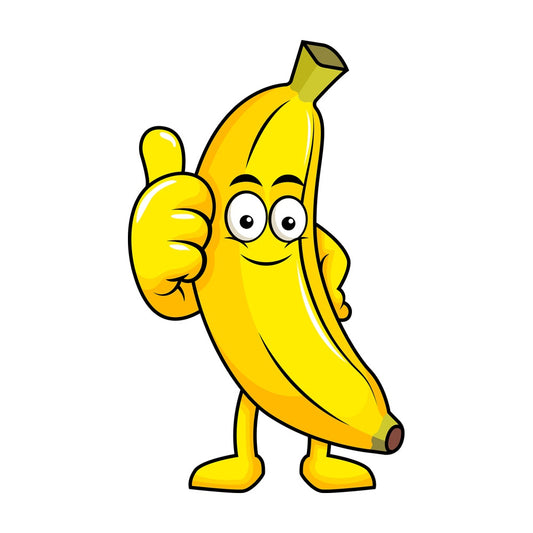 Banana cartoon character thumbs up. PNG - JPG and vector EPS (infinitely scalable). Image isolated on transparent background.
