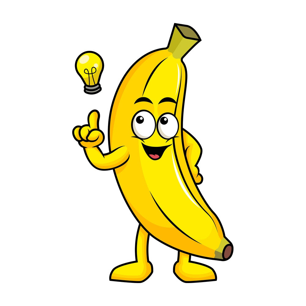 Banana cartoon character having an idea. PNG - JPG and vector EPS (infinitely scalable). Image isolated on transparent background.