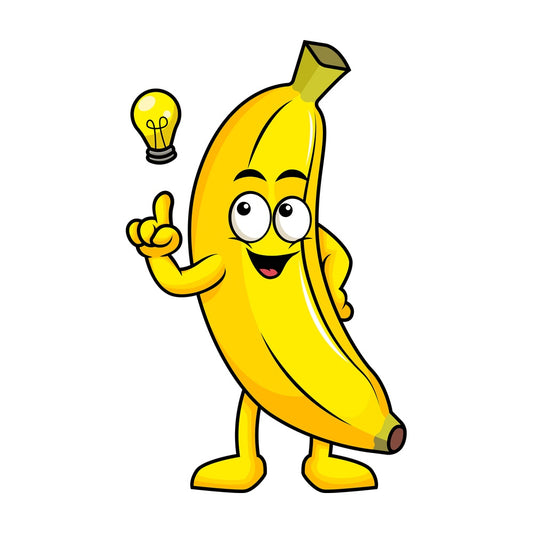 Banana cartoon character having an idea. PNG - JPG and vector EPS (infinitely scalable). Image isolated on transparent background.
