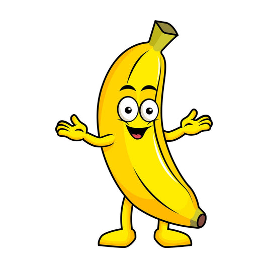 Happy banana cartoon character. PNG - JPG and vector EPS (infinitely scalable). Image isolated on transparent background.