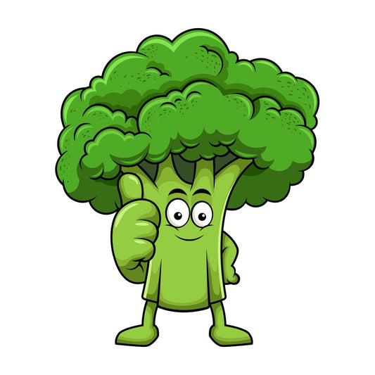 Broccoli cartoon character thumbs up. PNG - JPG and vector EPS (infinitely scalable). Image isolated on transparent background.