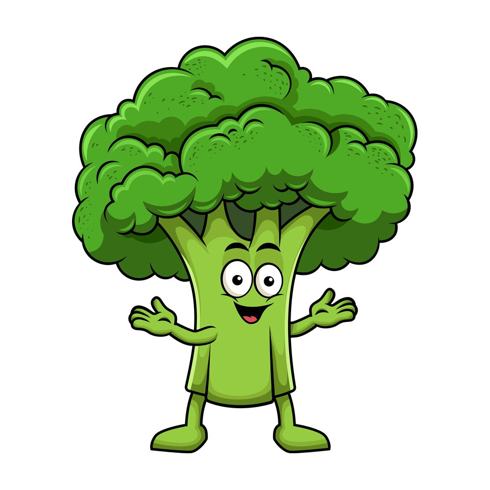 Happy broccoli character. PNG - JPG and vector EPS (infinitely scalable). Image isolated on transparent background.
