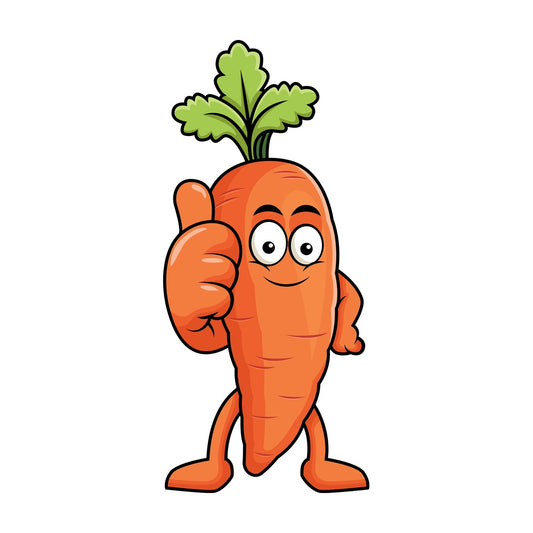 Carrot cartoon character thumbs up. PNG - JPG and vector EPS (infinitely scalable). Image isolated on transparent background.