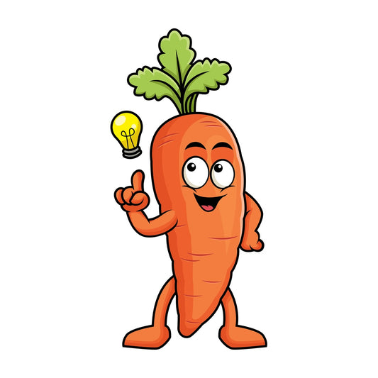 Carrot cartoon character having an idea. PNG - JPG and vector EPS (infinitely scalable). Image isolated on transparent background.