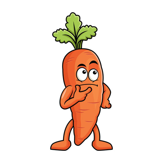 Carrot cartoon character thinking. PNG - JPG and vector EPS (infinitely scalable). Image isolated on transparent background.