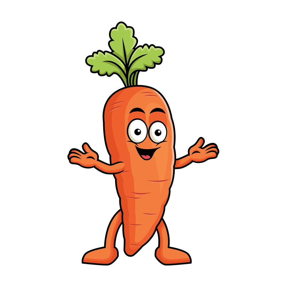 Happy carrot character. PNG - JPG and vector EPS (infinitely scalable). Image isolated on transparent background.