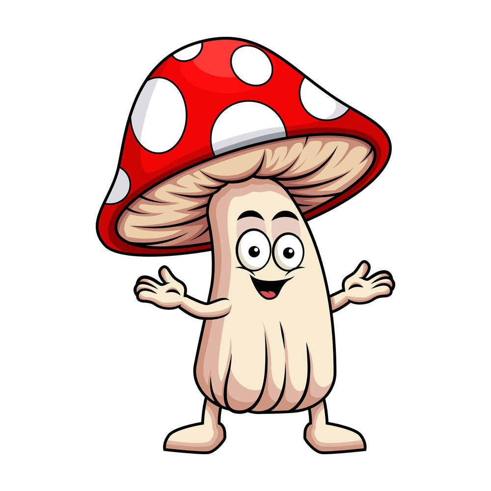 Happy mushroom character. PNG - JPG and vector EPS (infinitely scalable). Image isolated on transparent background.