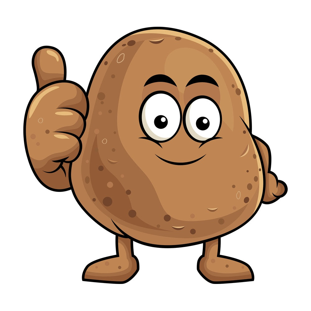 Potato cartoon character thumbs up. PNG - JPG and vector EPS (infinitely scalable). Image isolated on transparent background.