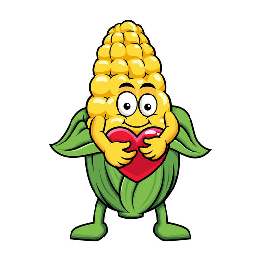 Maize cartoon character hugging heart icon. PNG - JPG and vector EPS (infinitely scalable). Image isolated on transparent background.