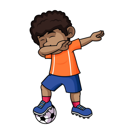 African-American soccer boy doing the dab. PNG - JPG and vector EPS file formats (infinitely scalable).