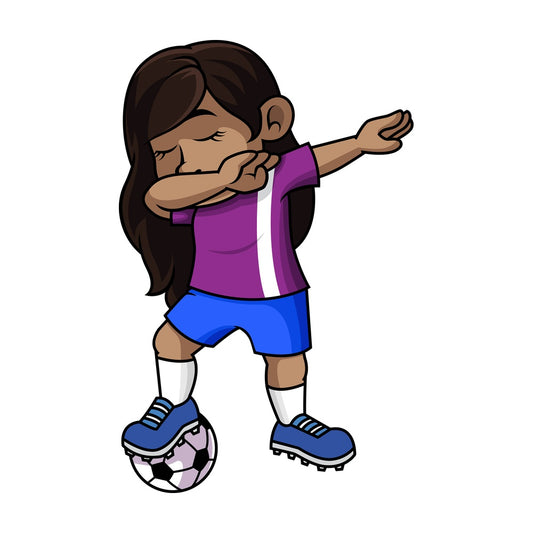 African-American soccer girl doing the dab. PNG - JPG and vector EPS file formats (infinitely scalable).