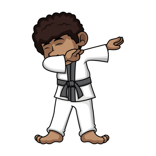 African-American karate kid doing the dab. PNG - JPG and vector EPS file formats (infinitely scalable).