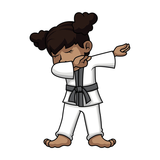 African-American karate girl doing the dab. PNG - JPG and vector EPS file formats (infinitely scalable).