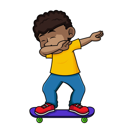 African-American skateboarding kid doing the dab. PNG - JPG and vector EPS file formats (infinitely scalable).
