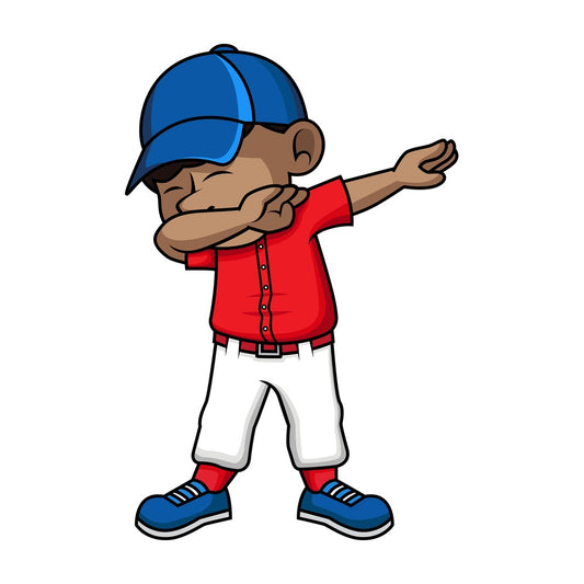 African-American baseball kid doing the dab. PNG - JPG and vector EPS file formats (infinitely scalable).